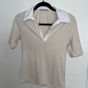 Abercrombie & Fitch Cream Short Sleeve Polo